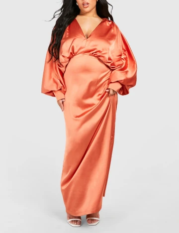 Rochie lunga Boohoo Plus Size, caramiziu Portocaliu