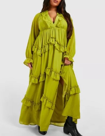 Rochie lunga Boohoo Plus Size, verde