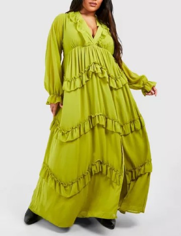 Rochie lunga Boohoo Plus Size, verde