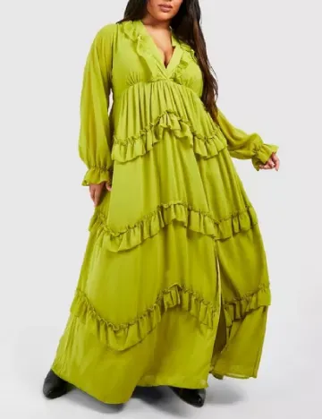 Rochie lunga Boohoo Plus Size, verde Verde