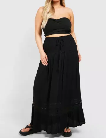 Fusta Boohoo Plus Size, negru Negru