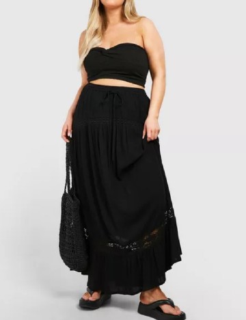 Fusta Boohoo Plus Size, negru