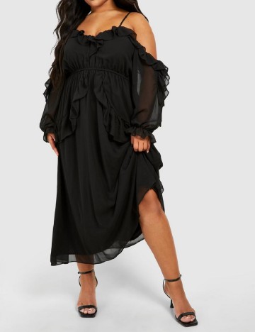 Rochie lunga Boohoo Plus Size, negru