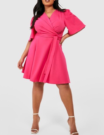 Rochie scurta Boohoo Plus Size, roz