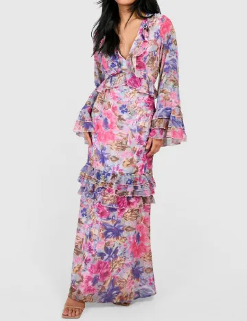 Rochie lunga Boohoo, floral Floral print