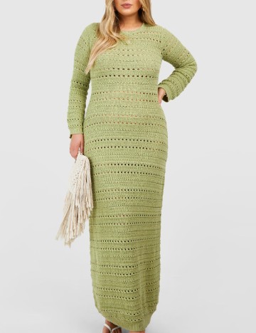 Rochie lunga Boohoo Plus Size, verde