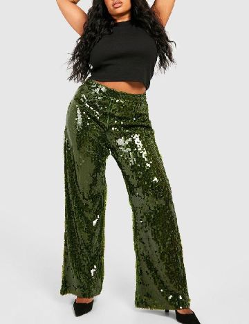 Pantaloni Boohoo Plus Size, verde