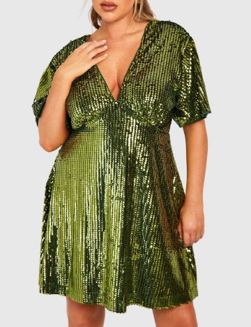 Rochie scurta Boohoo Plus Size, verde