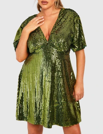 Rochie scurta Boohoo Plus Size, verde Verde