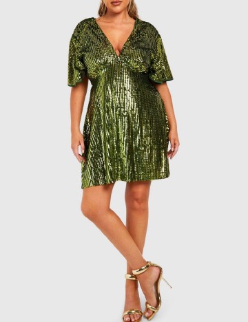 Rochie scurta Boohoo Plus Size, verde