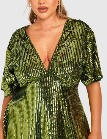 Rochie scurta Boohoo Plus Size, verde