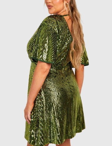 Rochie scurta Boohoo Plus Size, verde