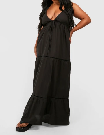 Rochie lunga Boohoo Plus Size, negru Negru