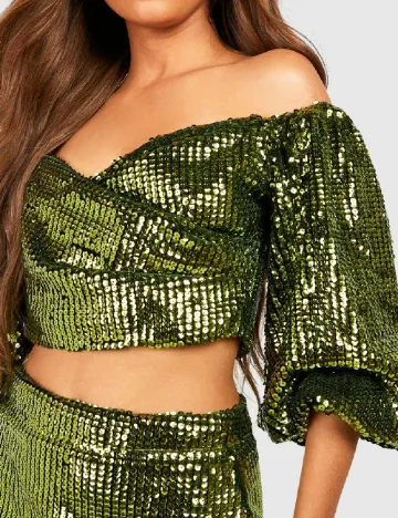 Top Boohoo, verde Verde