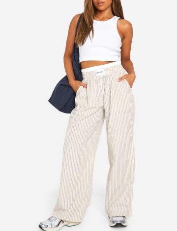 Pantaloni Boohoo, crem