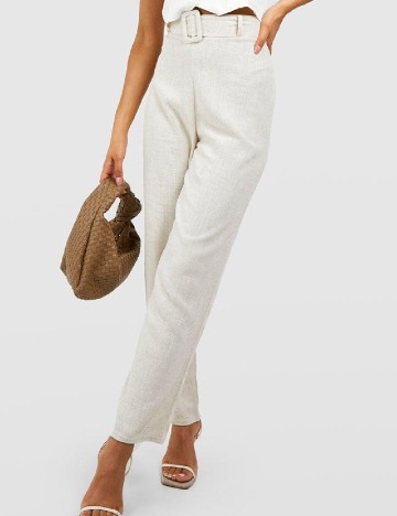 Pantaloni Boohoo, crem