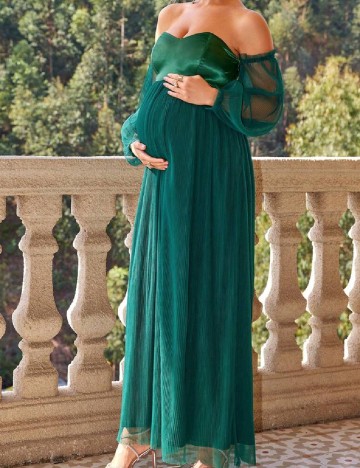 Rochie lunga SHEIN Maternity, verde