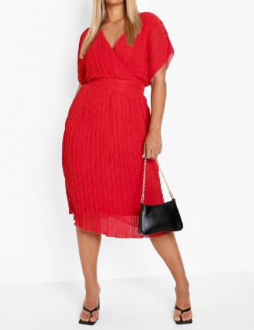 Rochie medie Boohoo Plus Size, rosu