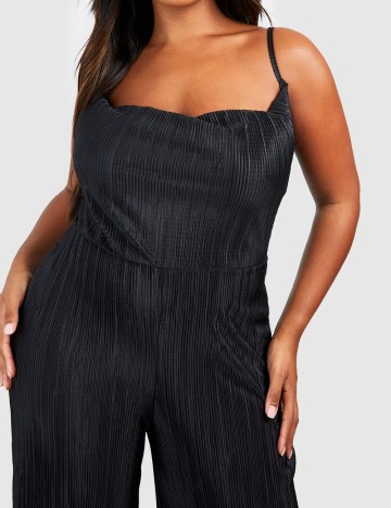 Salopeta Boohoo Plus Size, negru