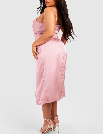 Rochie medie Boohoo Plus Size, roz pudra