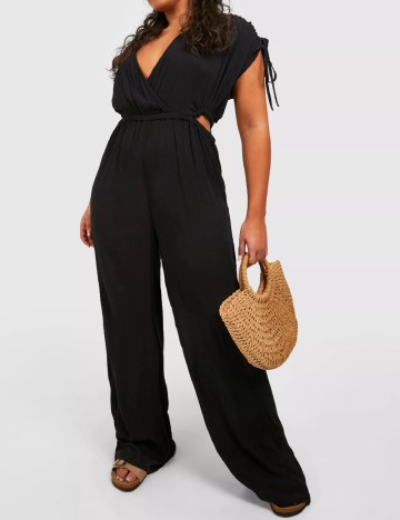 Salopeta Boohoo Plus Size, negru