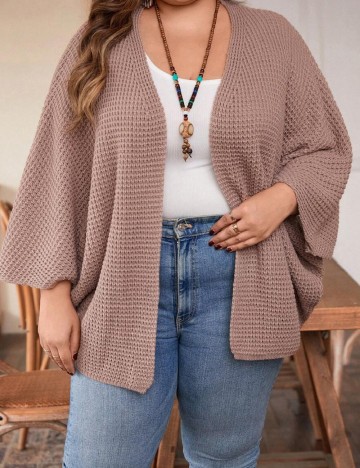 Cardigan SHEIN CURVE, roz pudra