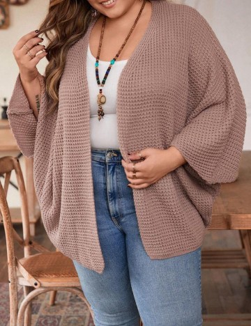 Cardigan SHEIN CURVE, roz pudra