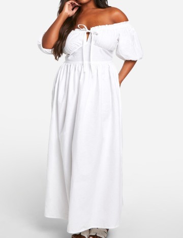 Rochie lunga Boohoo Plus Size, alb