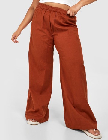 Pantaloni Boohoo Plus Size, caramiziu