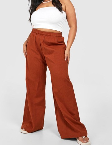 Pantaloni Boohoo Plus Size, caramiziu