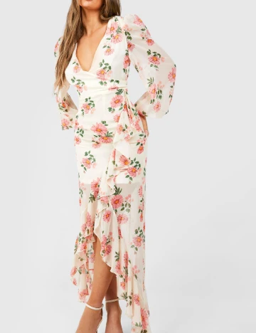 Rochie lunga Boohoo, floral Floral print