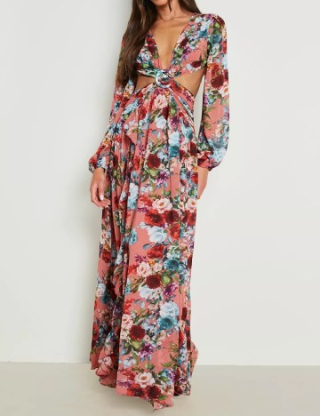 Rochie lunga Boohoo, floral print