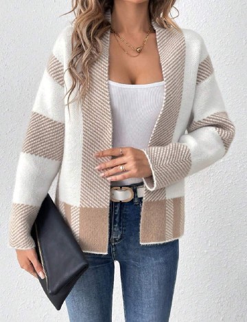 Cardigan SHEIN, alb/maro