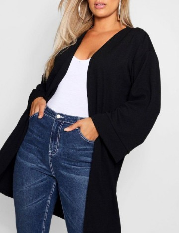 Cardigan Boohoo Plus Size, negru