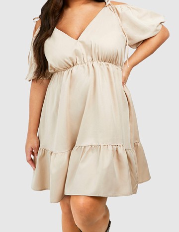 Rochie scurta Boohoo Plus Size, bej