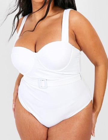 Costum de baie Boohoo Plus Size, alb