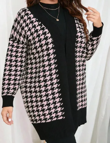 Cardigan SHEIN CURVE, negru/crem Negru