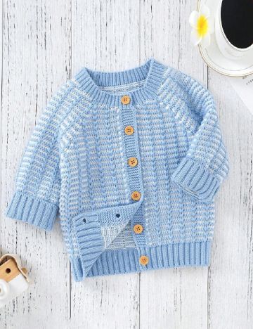 Cardigan Shein Kids, alb/albastru