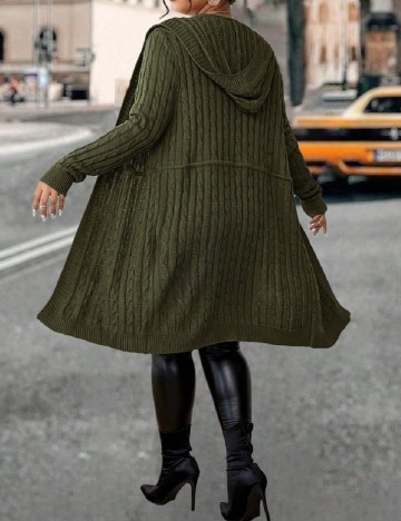 Cardigan SHEIN CURVE, verde inchis