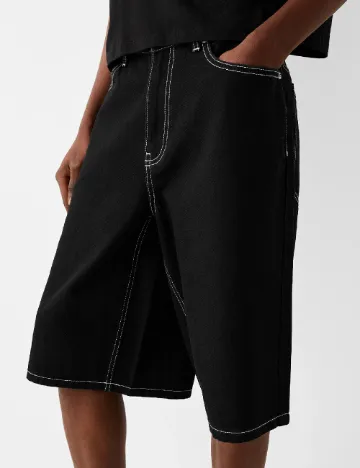 Pantaloni scurti Bershka, negru Negru