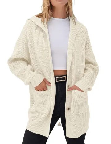 Cardigan SHEIN, ecru Alb