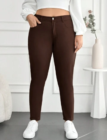 Pantaloni SHEIN CURVE, maro Maro