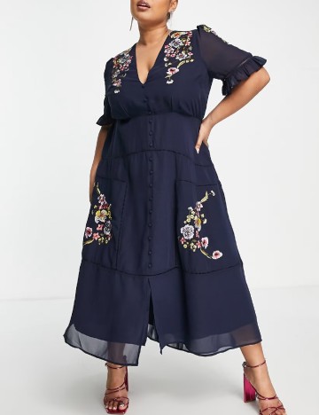 Rochie lunga Hope & Ivy Plus Size, albastru