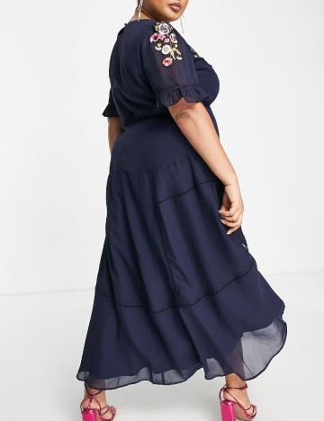 Rochie lunga Hope & Ivy Plus Size, albastru