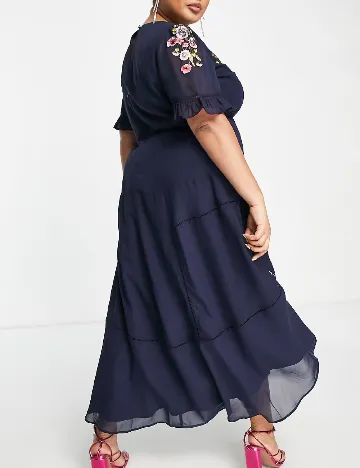 Rochie lunga Hope & Ivy Plus Size, albastru Albastru