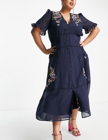 Rochie lunga Hope & Ivy Plus Size, albastru