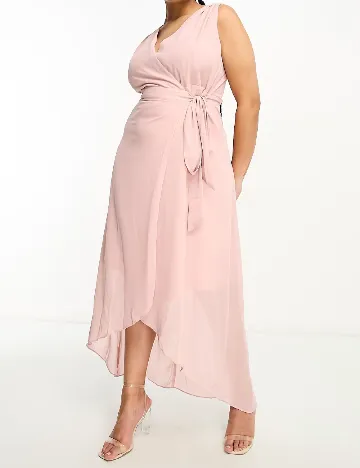 Rochie lunga TFNC London Plus Size, roz Roz