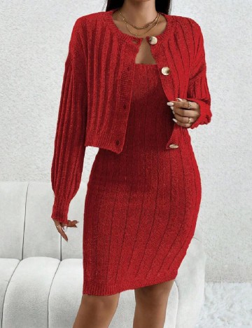 Set Rochie si Cardigan SHEIN, rosu