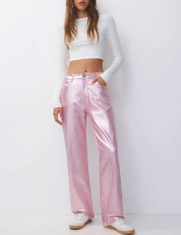 Pantaloni Pull&Bear, roz