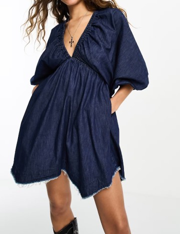 Rochie scurta Free People, bleumarin